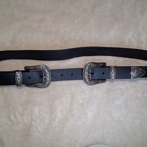 Black and Silver Ornate Western Belt